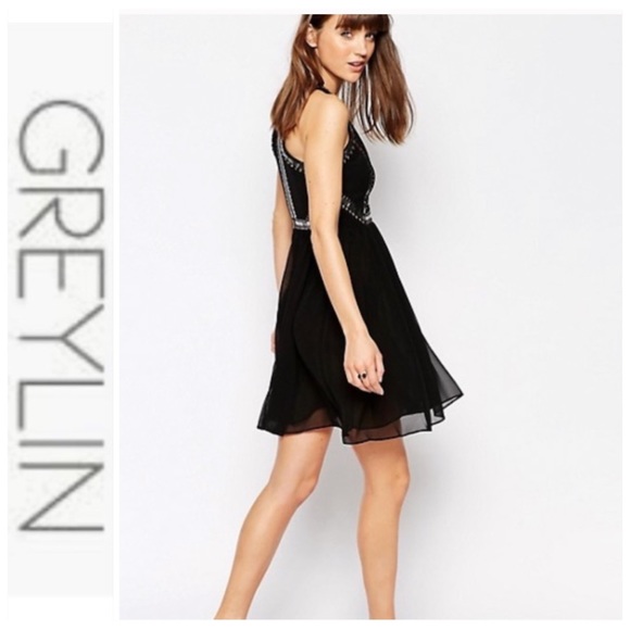💕SALE💕 Graylin Black Kelvin Embellished Dress - Picture 2 of 10